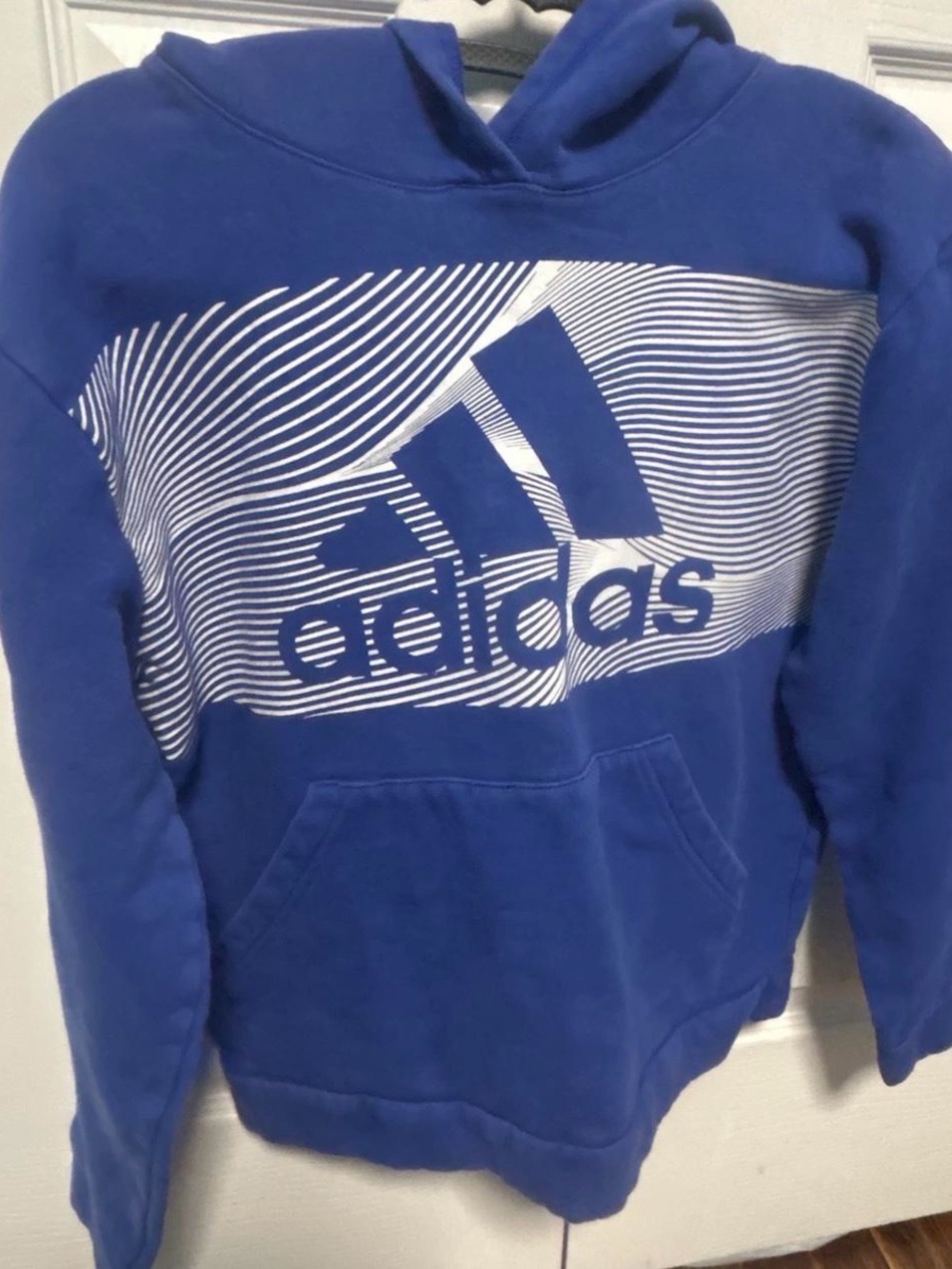adidas Royal Blue Hoodie with White Wave Logo